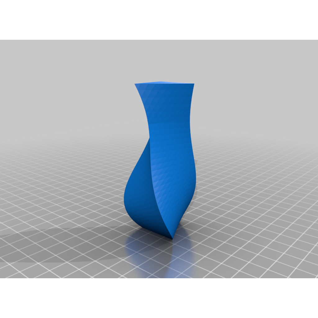 Vaso triangular torcido impresso em PLA