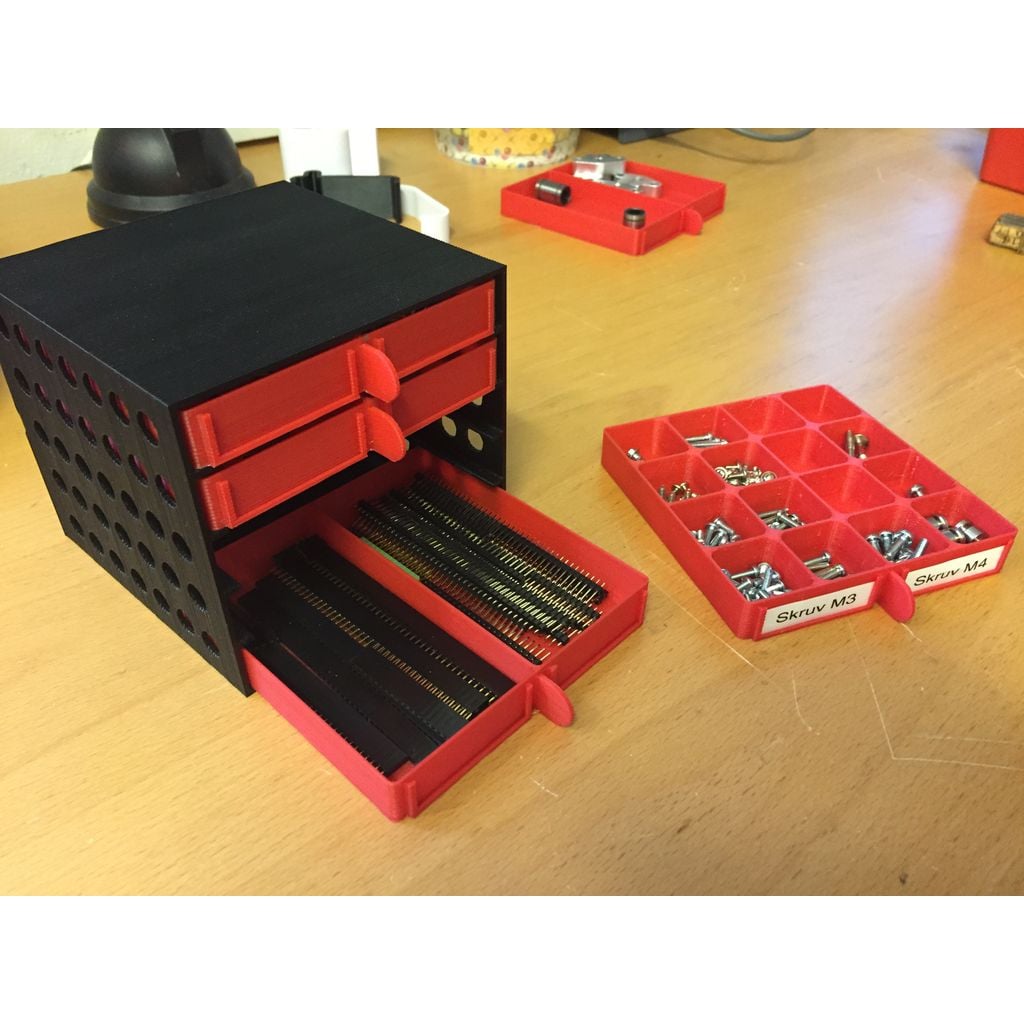 Mini gaveteiro modular em PLA para componentes