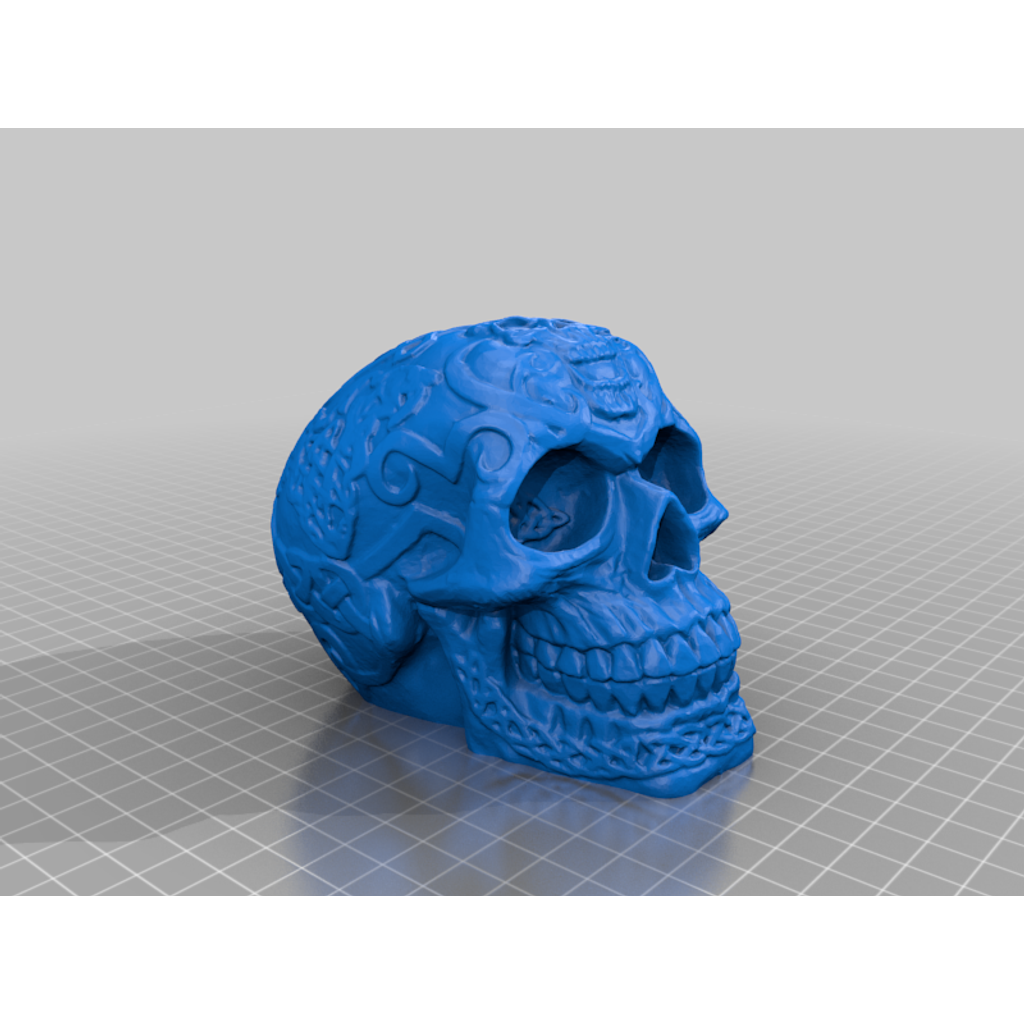Crânio decorativo celta oco em PLA (peça 3D)