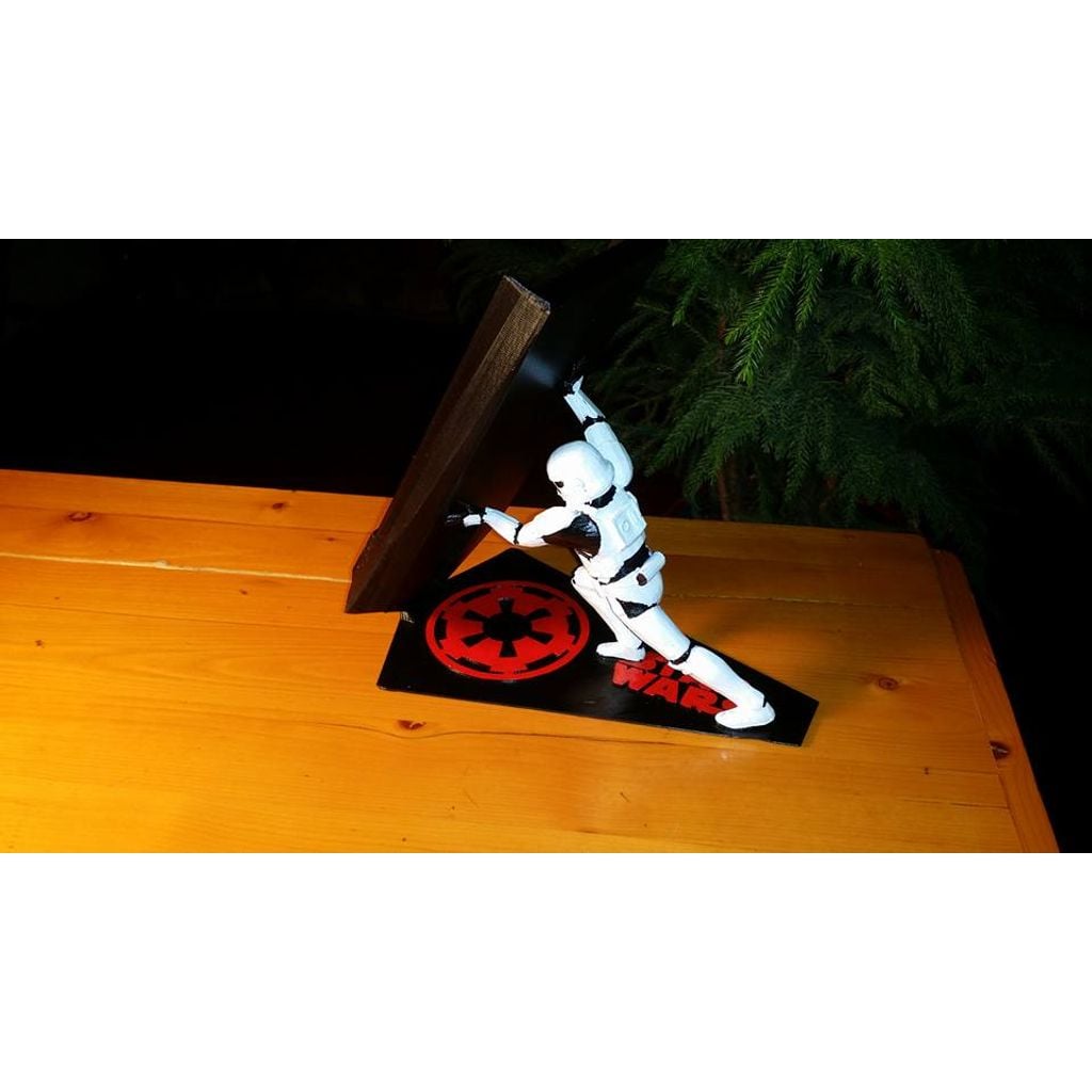 Suporte de celular impresso 3D estilo stormtrooper (peça PLA