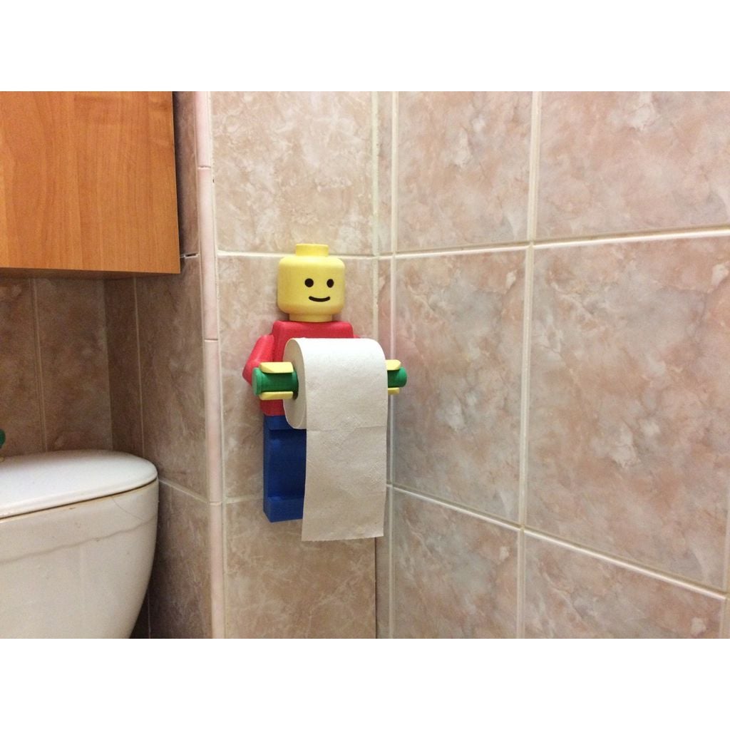 Suporte de papel higiênico figura estilo LEGO em PLA