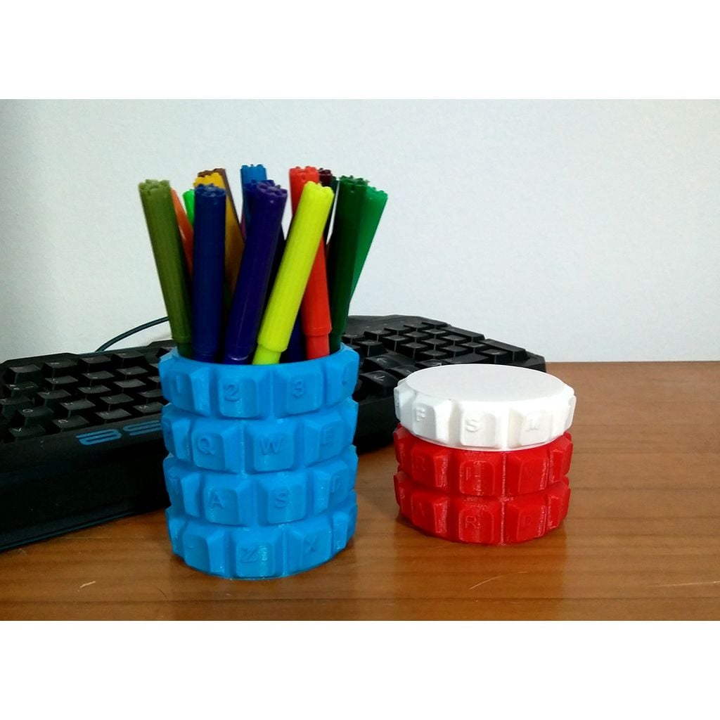 Porta-canetas em PLA estilo teclado personalizável