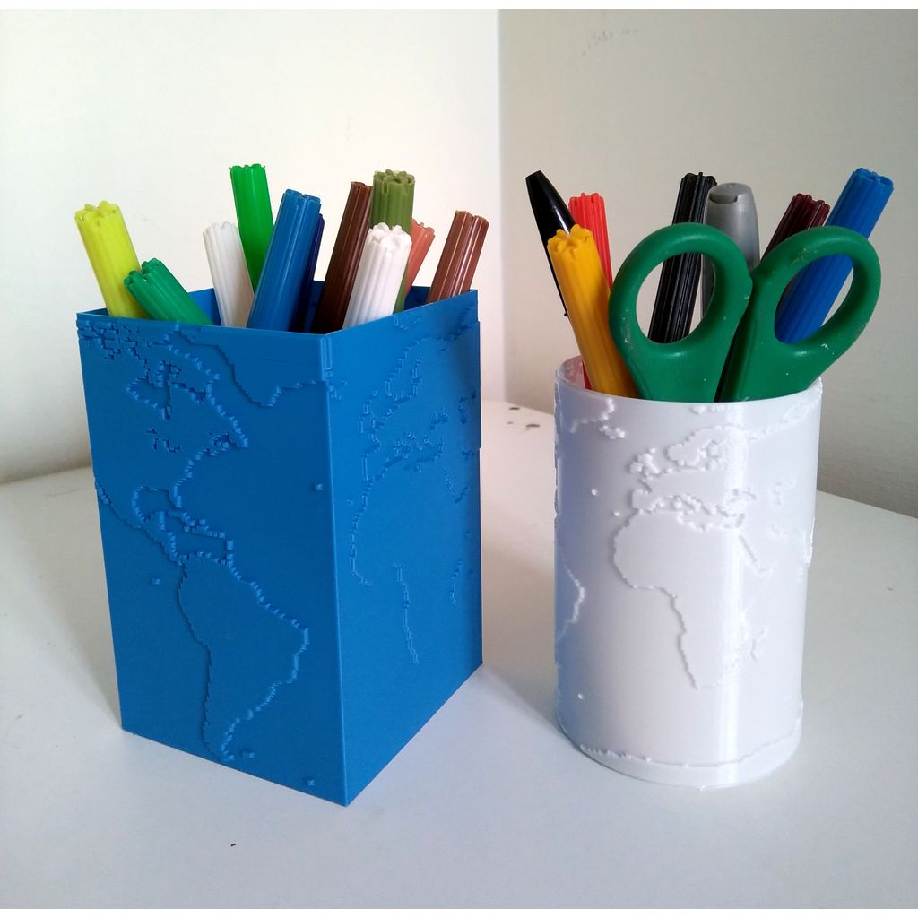 Porta-canetas/vaso impressão 3D com mapa terrestre