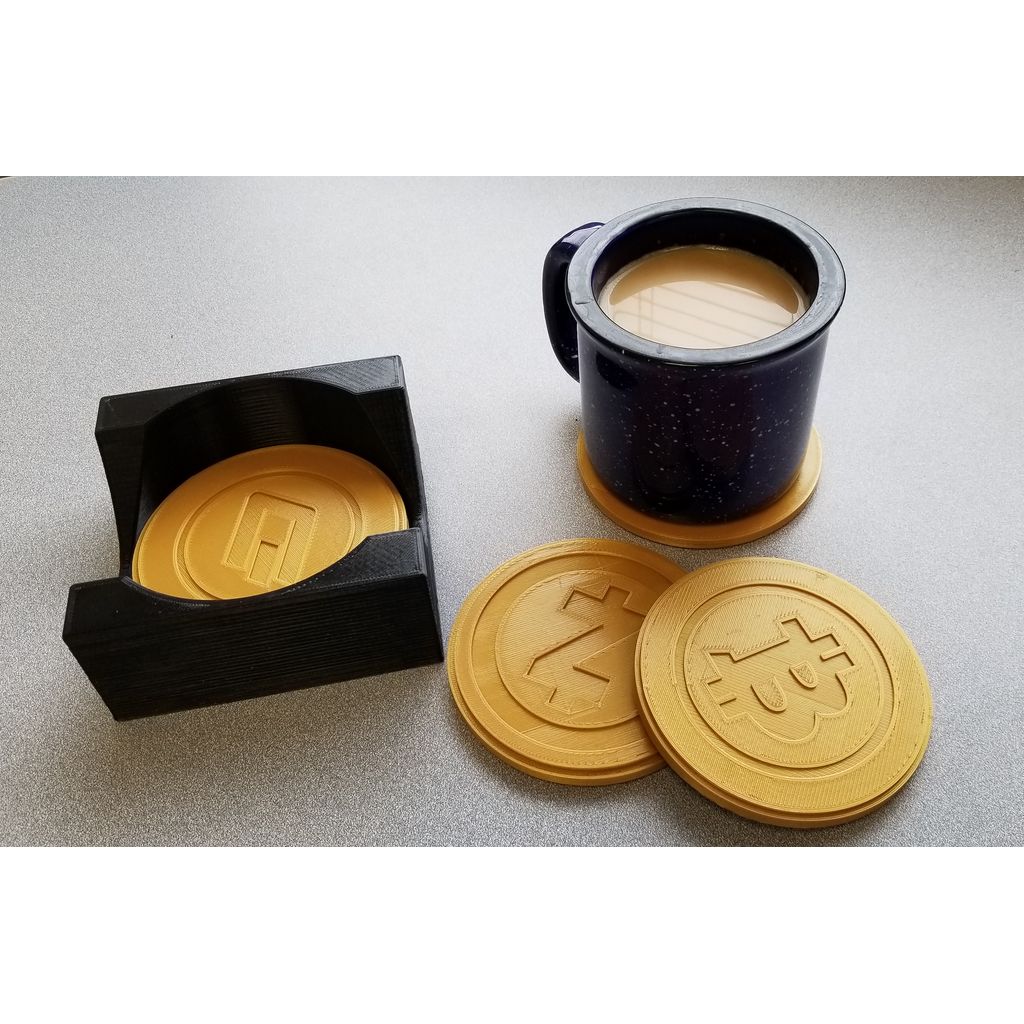 Porta-copos em PLA tema criptomoeda (moeda única)