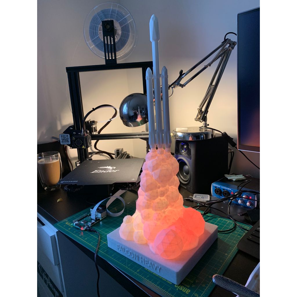 Lâmpada Falcon Heavy Rocket COMPLETE LED Arduino NANO com BASE (SpaceX)