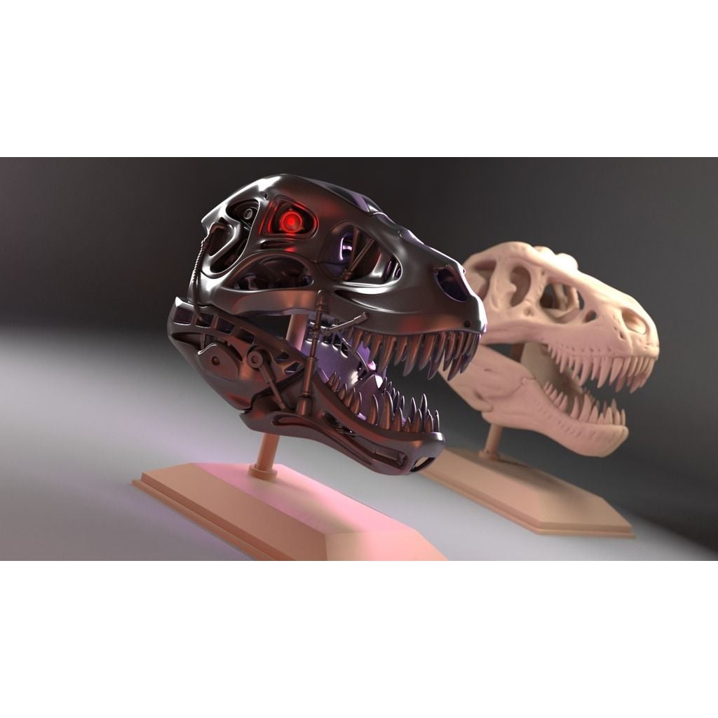 Crânio T-Rex estilizado impresso em PLA