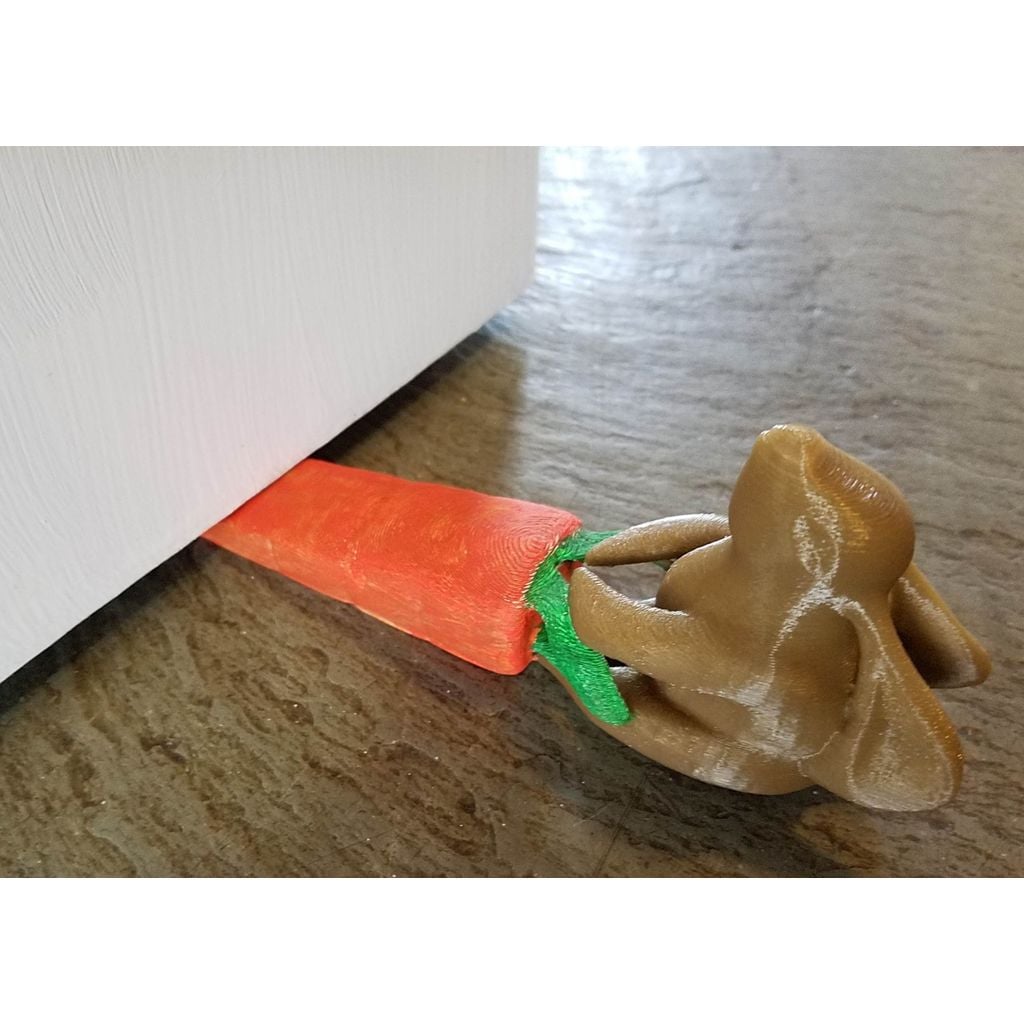 Batente de porta coelho puxando cenoura 3D (peça)