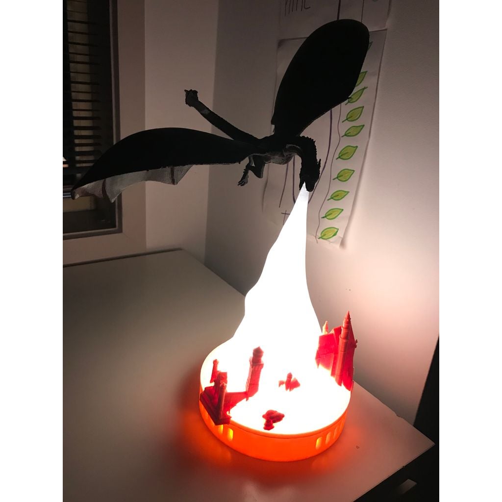 Dragon Lamp - Drogon queimando a Fortaleza Vermelha
