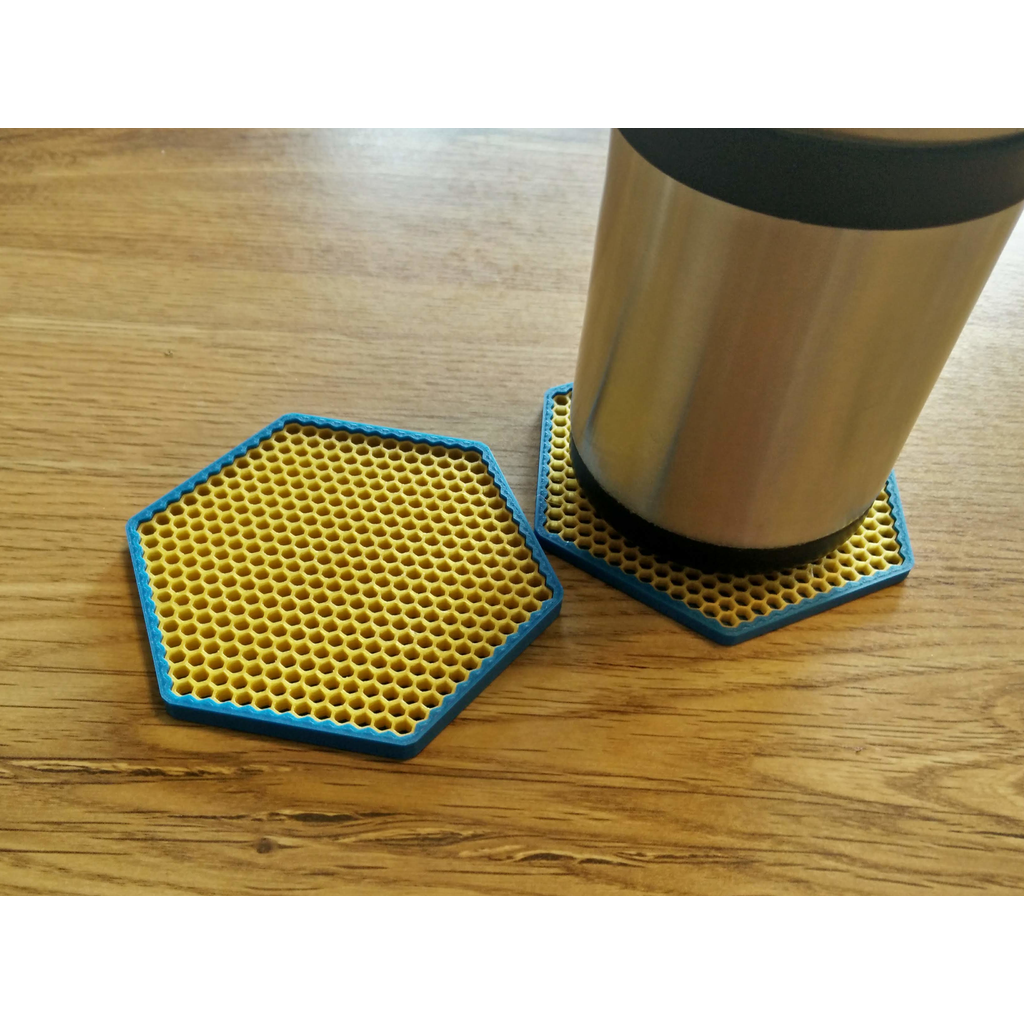 Porta copos hexagonal com padrão de favo de mel