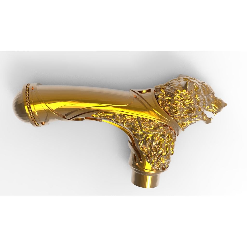 Cabeça de bengala impressa 3D - lobo decorativo