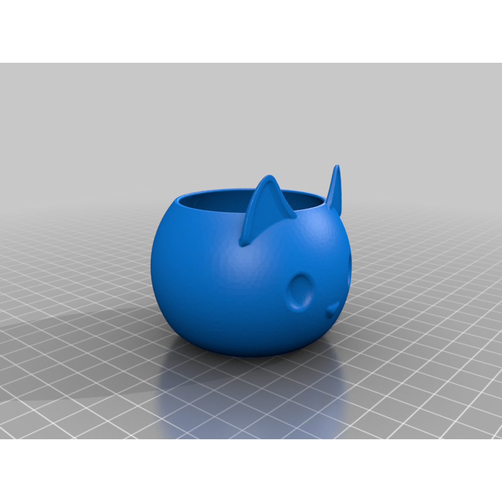 Vaso/plantador gatinho com orelhas frontais em PLA