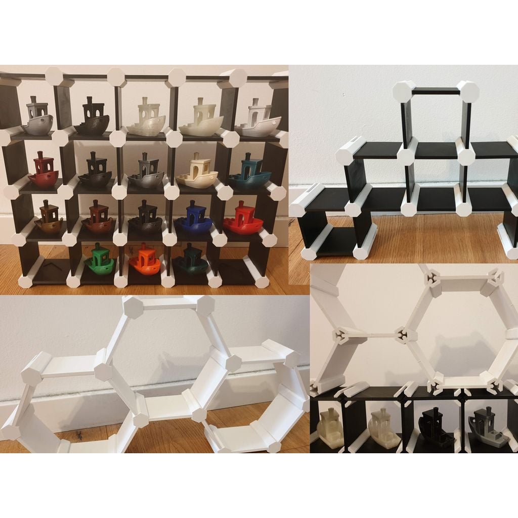Conector modular octogonal para prateleiras 3D (peça PLA)