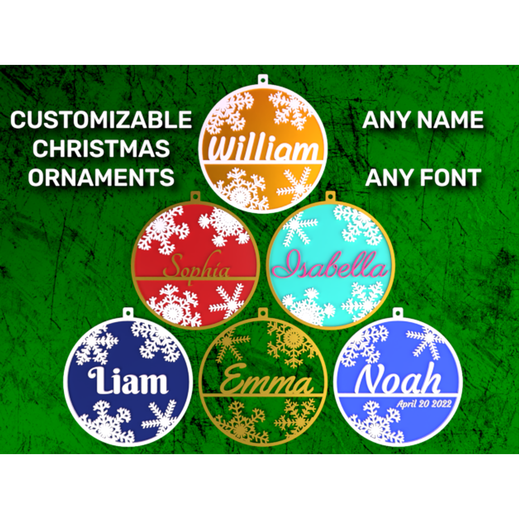 Ornamento de nome de Natal personalizável