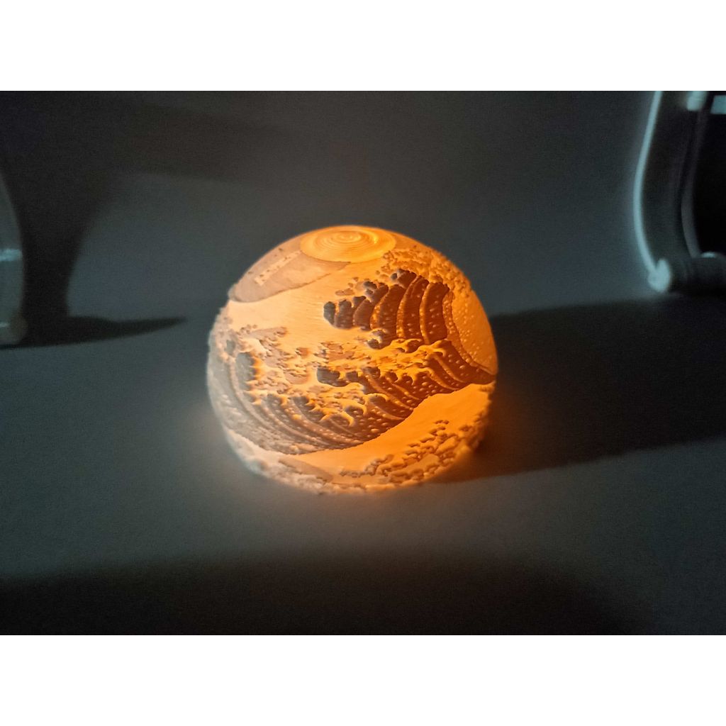 Lithophane Mood Lamp - The Great Wave off Kanagawa