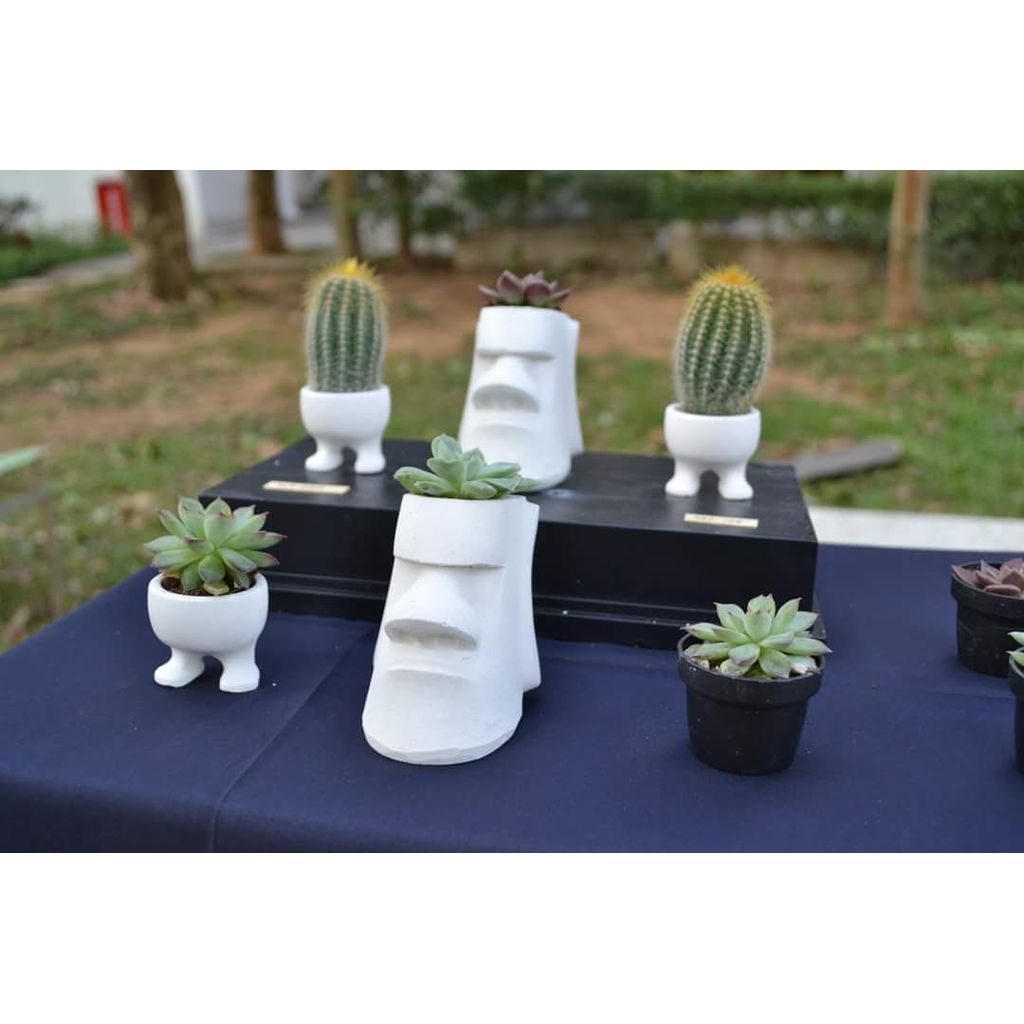 Vaso 3D rosto Moai decorativo em PLA