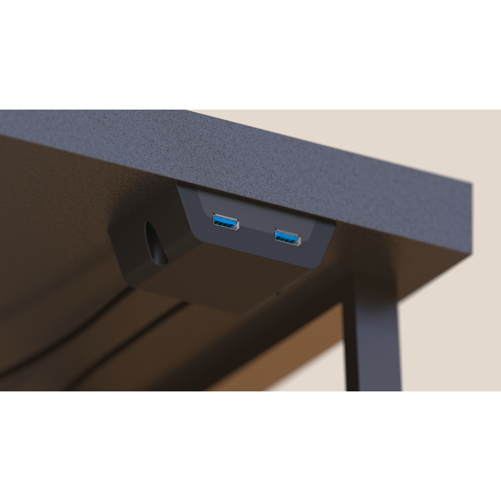 Sob a doca do hub de portas USB da mesa