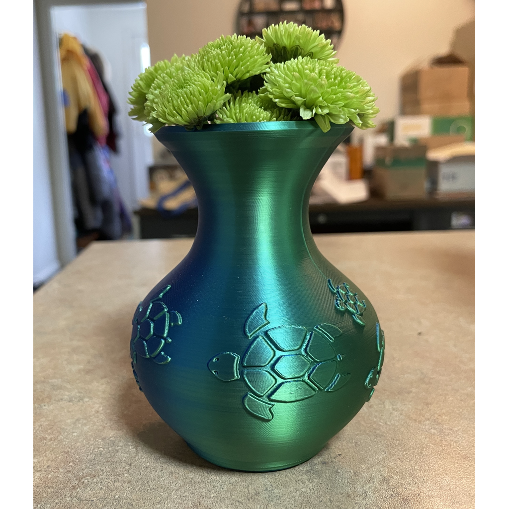 Vaso decorativo impresso 3D com tartarugas