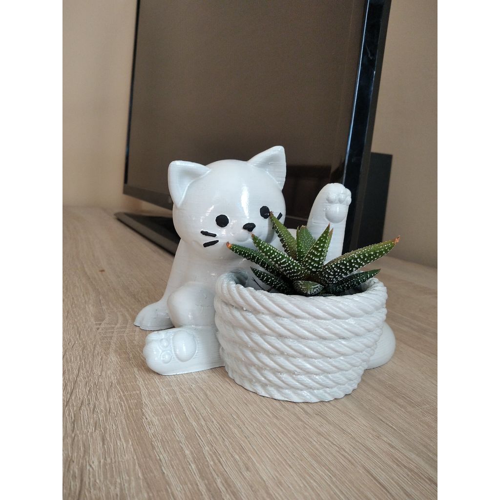 Plantador de gato fofo para suculentas – modelo para impressão em 3D