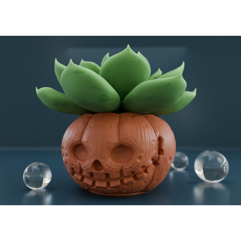 Vaso plantador com cabeça de abóbora