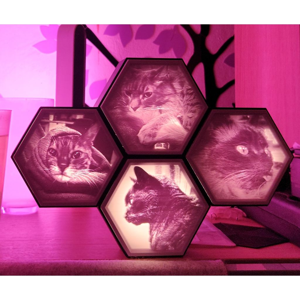 Base hexagonal modular para litofano (peça PLA)