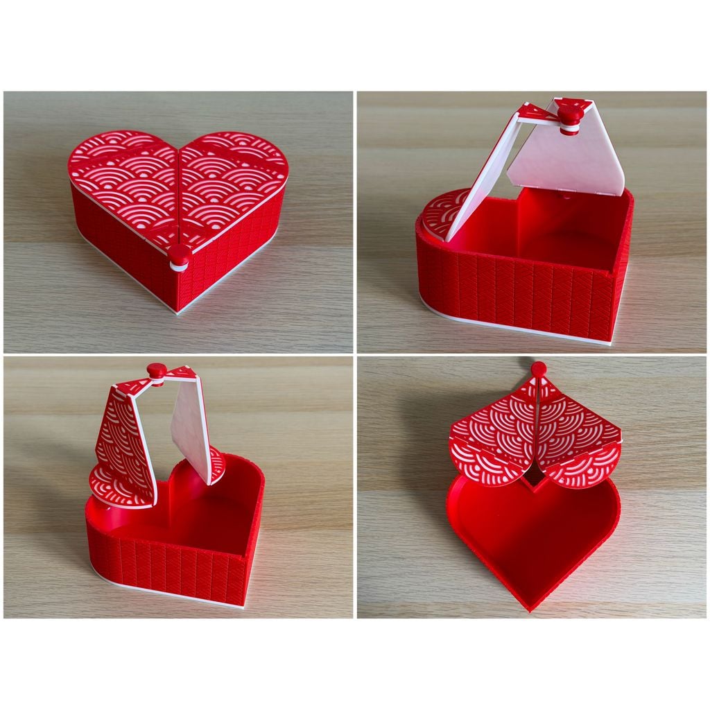 Caixa coração dobrável estilo origami em PLA