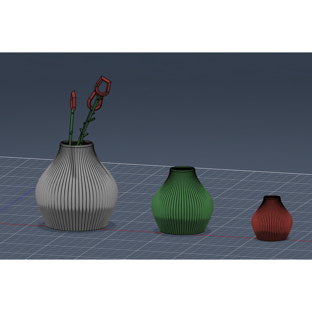 Conjunto moderno de vaso e plantador em forma de lágrima com nervuras (+ Low-Poly Rose!)