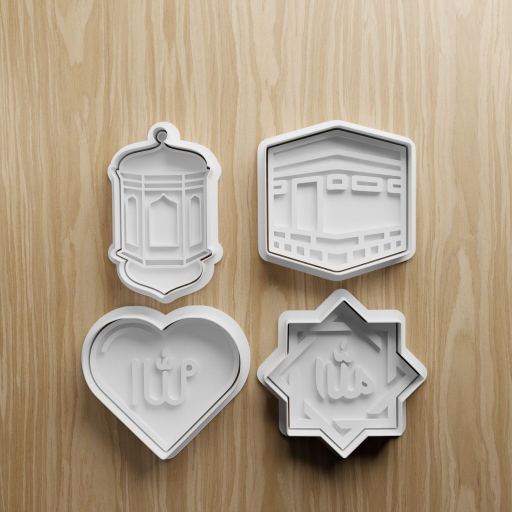 Cortadores 3D tema Ramadã (lanterna, Kaaba, corações)