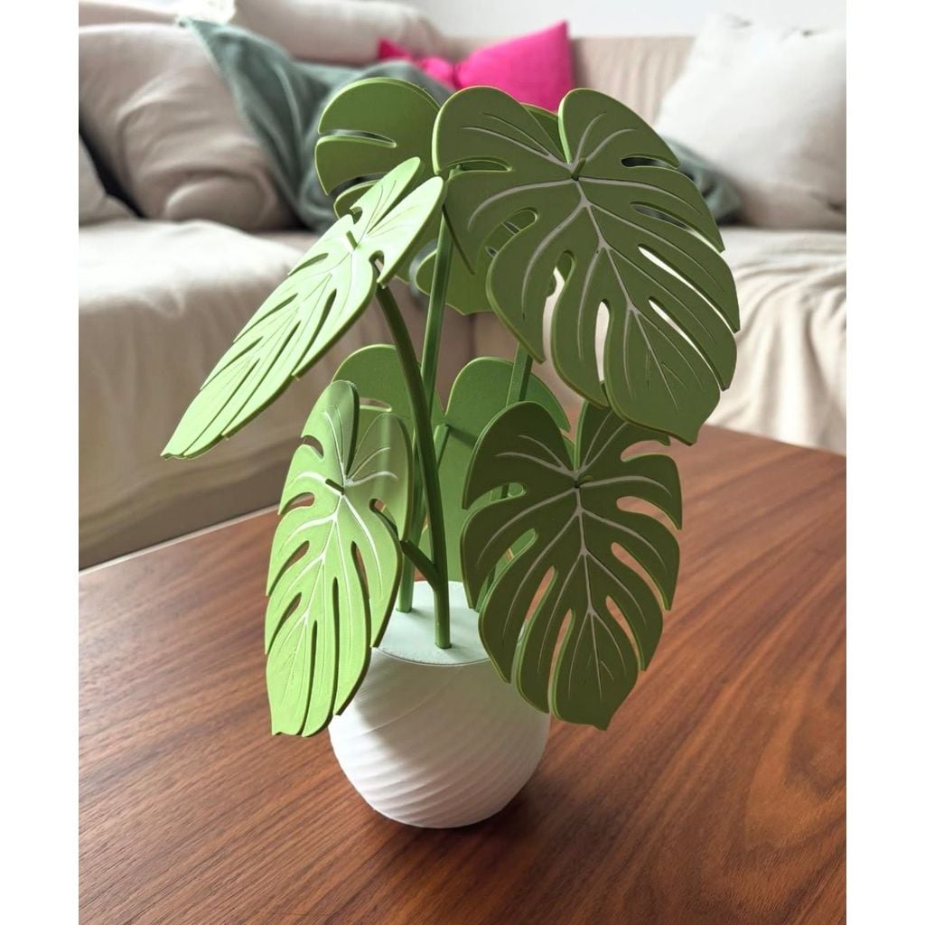 Monstera-Untersetzer-Pflanze mit Geheimfach in der Vase