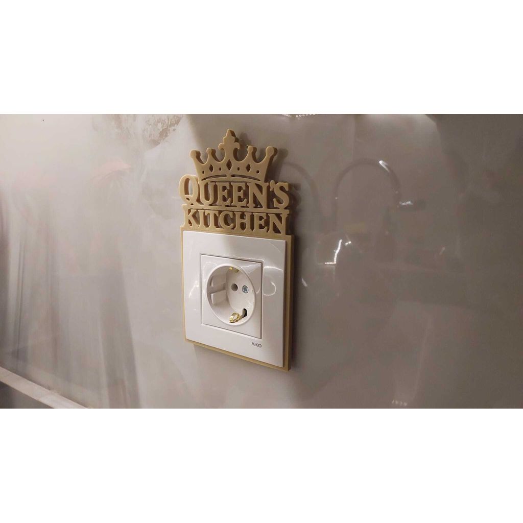 Placa de parede decorativa Queen's Kitchen – capa imprimível em 3D para cozinha e decoração de casa
