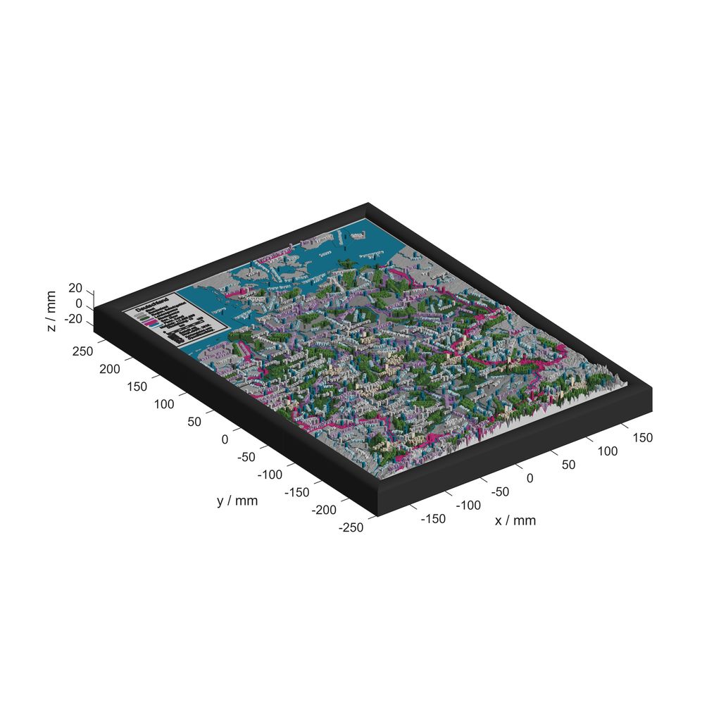 3D Relief Landkarte von Deutschland mit 446 Puzzleteilen, für Dual-Extruder 3D Drucker