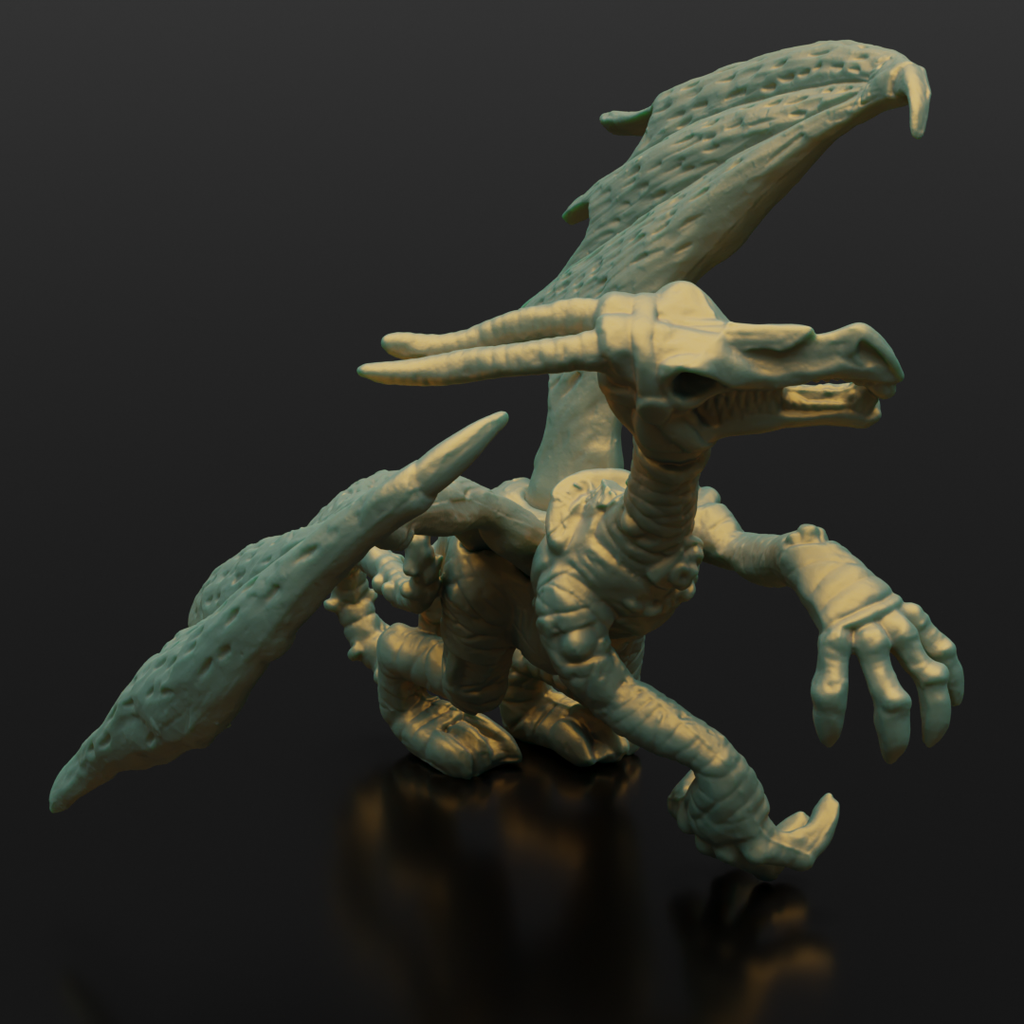 Miniatura criatura alada caída para mesa de RPG