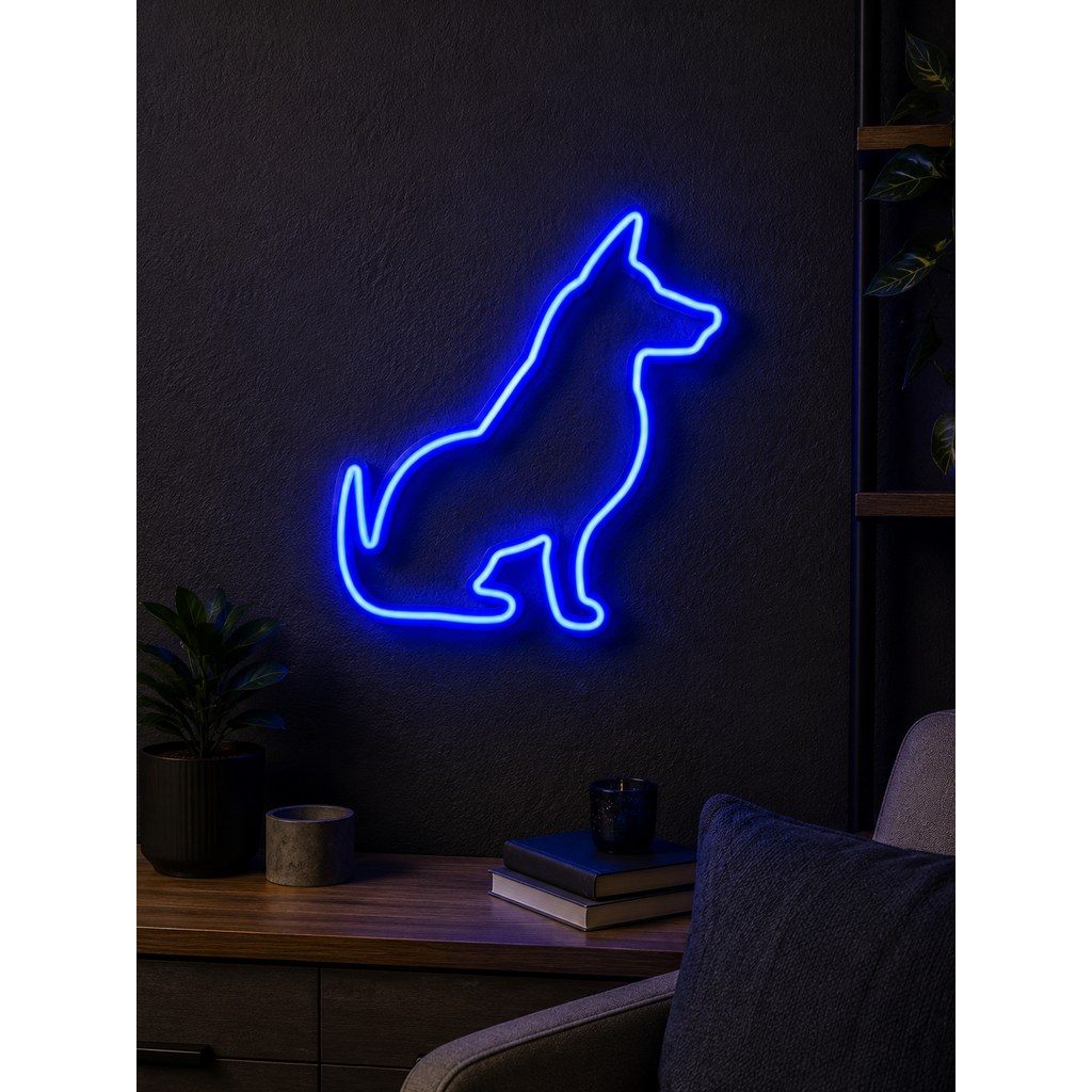 Neon Dog Silhouette 3D STL | LED Sign Sitting