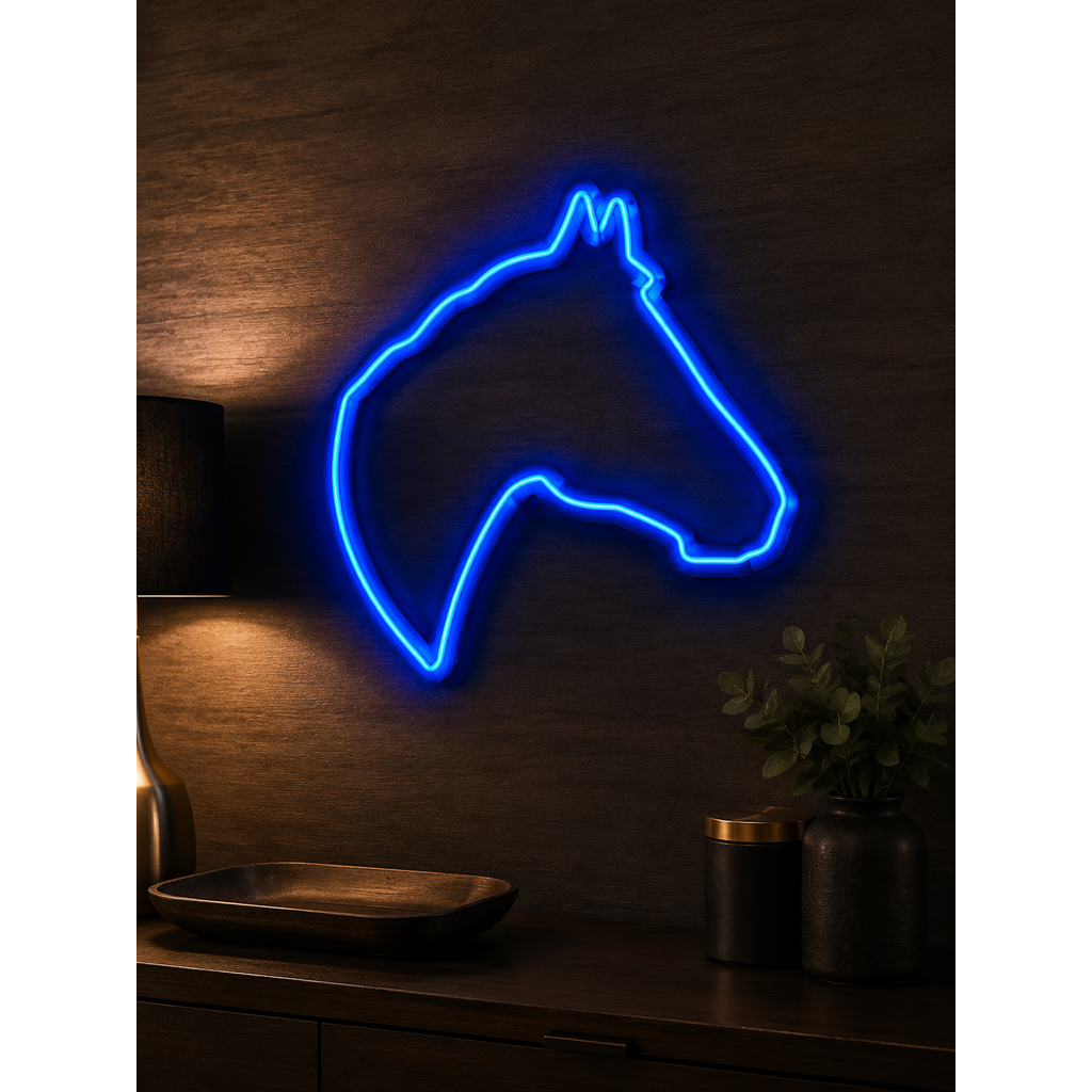 Horse Head Neon Sign 3D STL | LED Wall Art