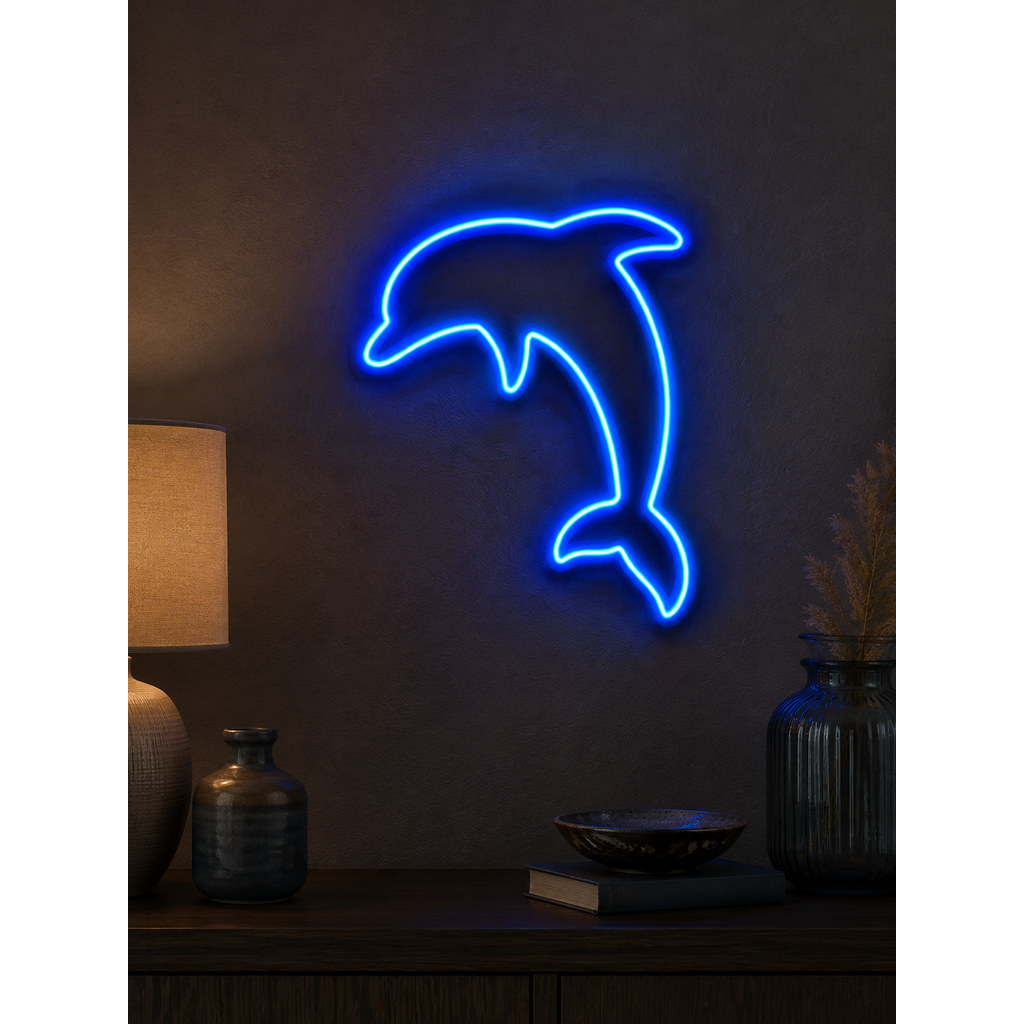 Dolphin Neon Sign 3D STL | Ocean LED Wall Art