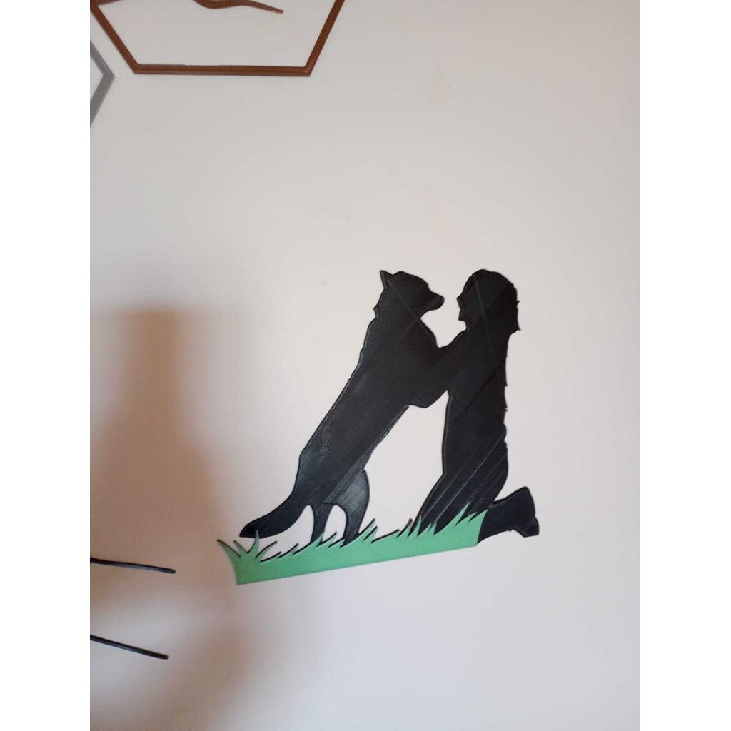 Arte de parede com silhueta de menina e cachorro / Arte de Pared Bicolor
