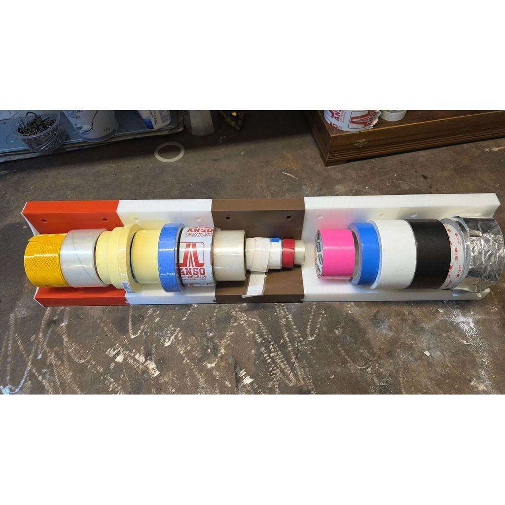 Wall or Desktop mounted workshop tape roll organiser
