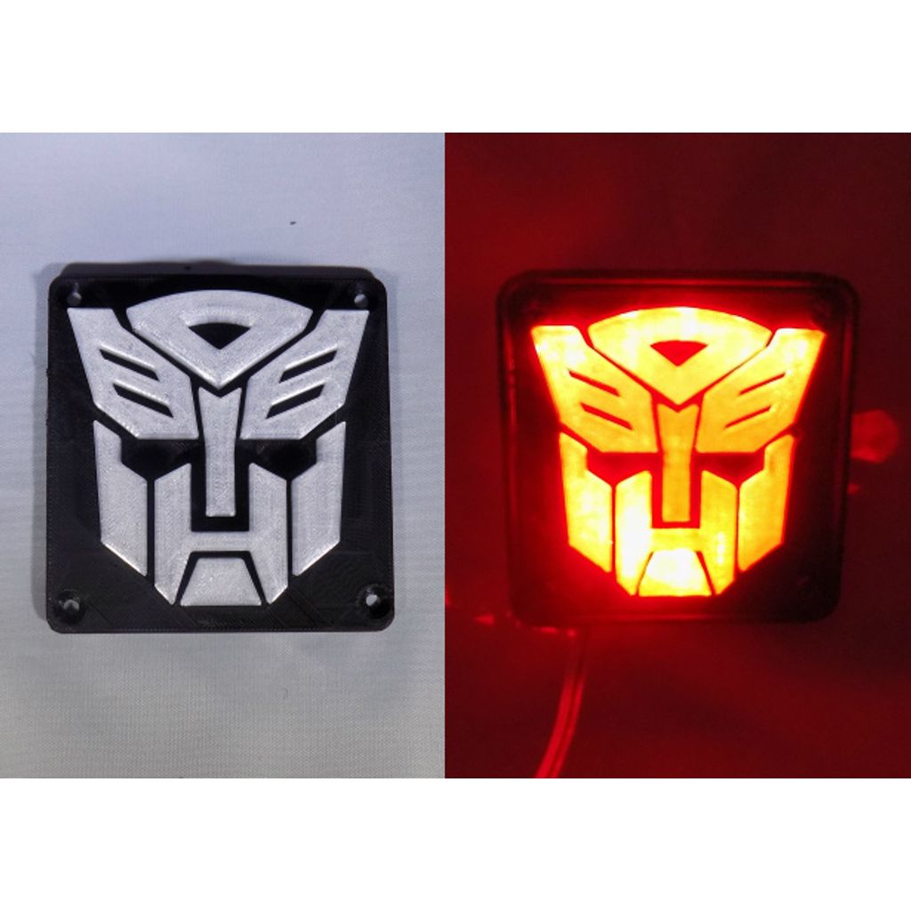 Placa frontal 3D em PLA com relevo (símbolo robô)