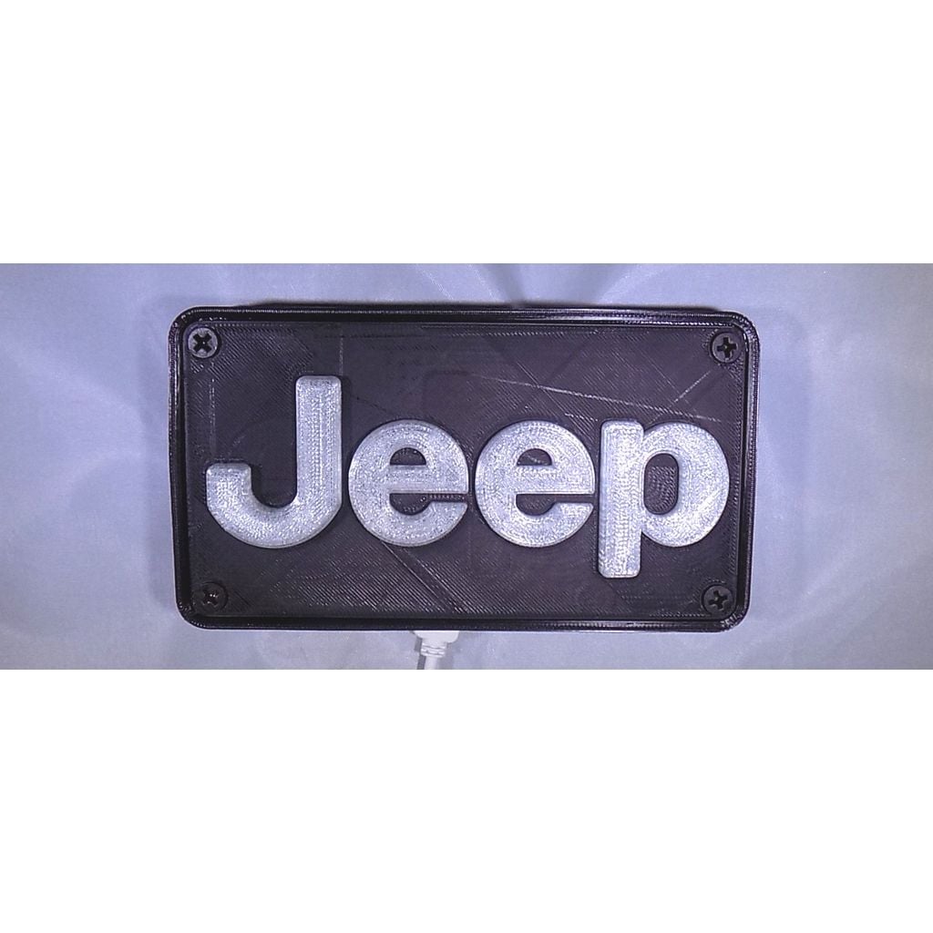 Placa decorativa impressa 3D com relevo 'Jeep'